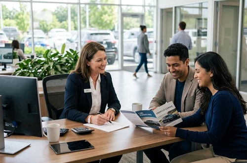 Customer getting answers about their car loan